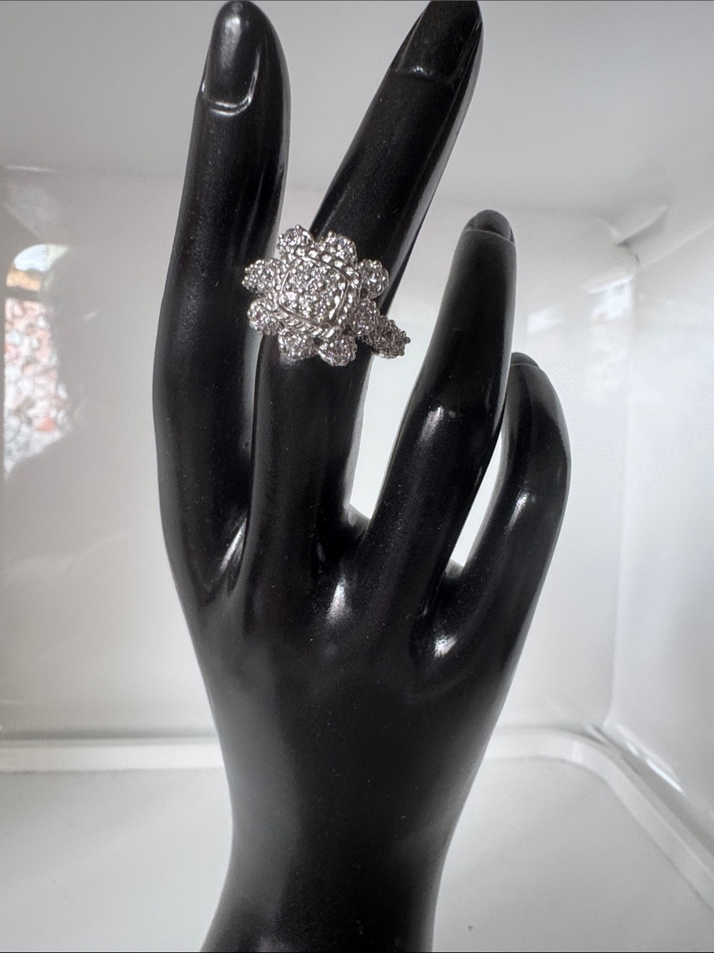 Judith Ripka Sterling Silver Diamonique Floral Cluster Ring